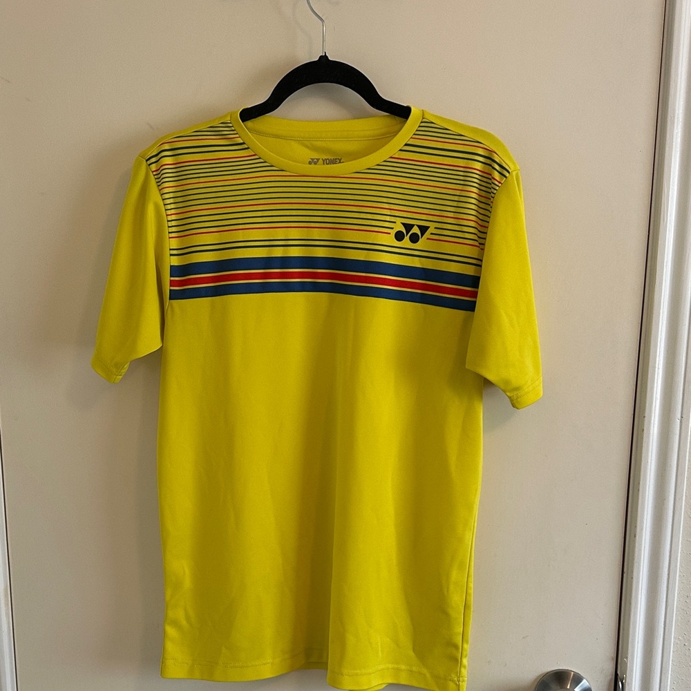 Yonex Yellow Striped, Red and Blue Tournament Men's Polo M Shirt